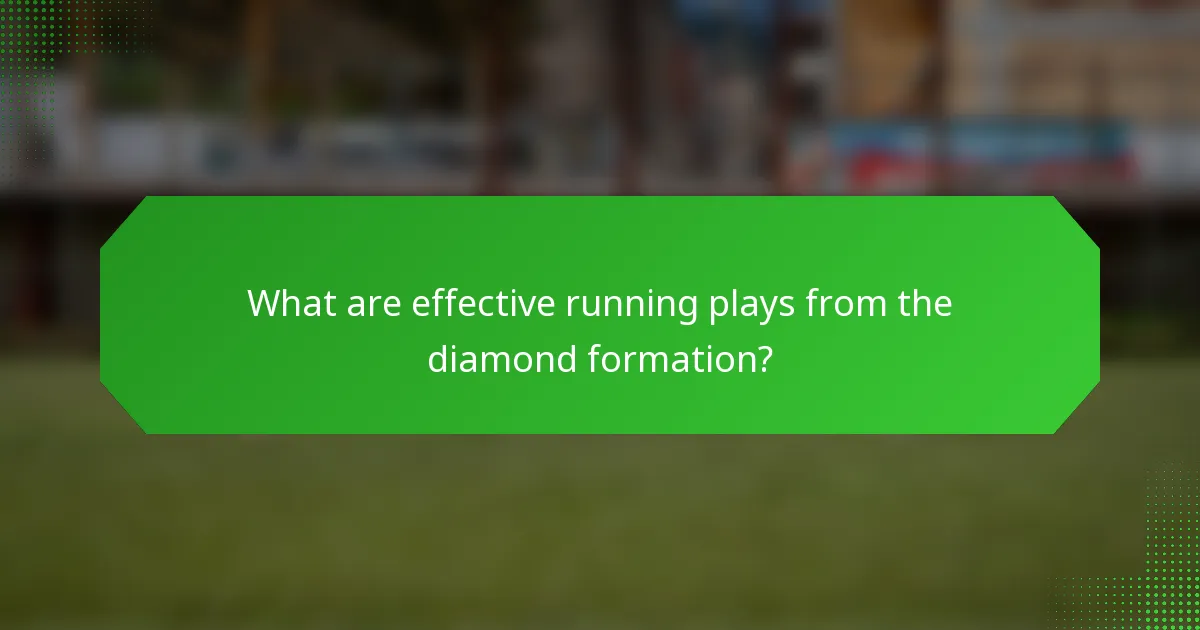 What are effective running plays from the diamond formation?