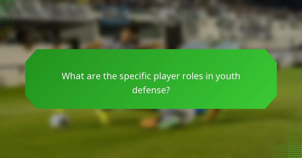 What are the specific player roles in youth defense?